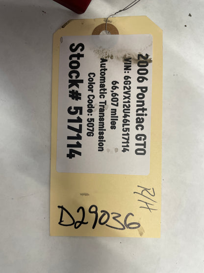 2006 Pontiac GTO RH Passenger Front Fender Spice Red OEM