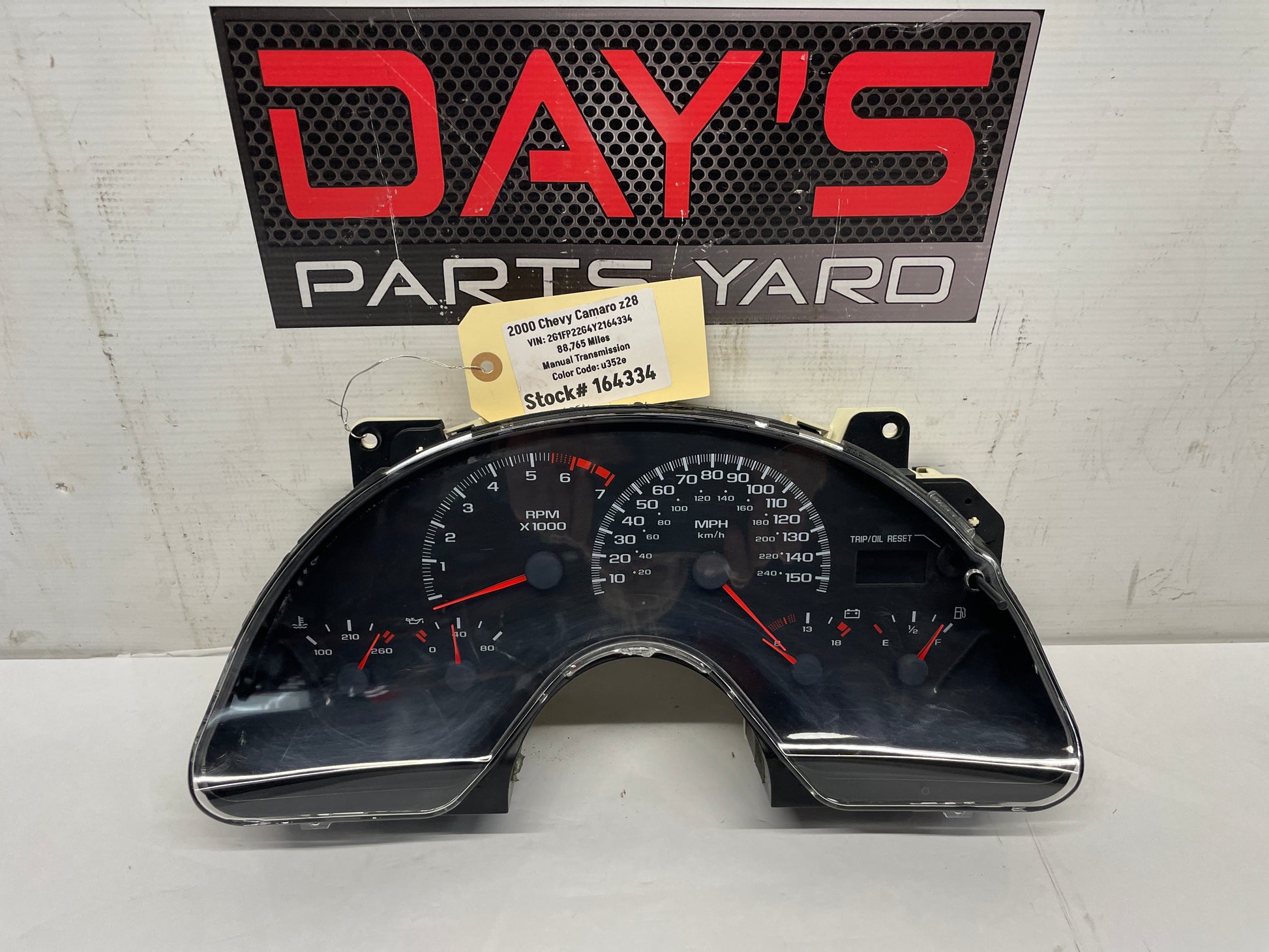 2000 Chevy Camaro Z28 Gauge Cluster Speedometer 88k OEM - Day's Parts Yard