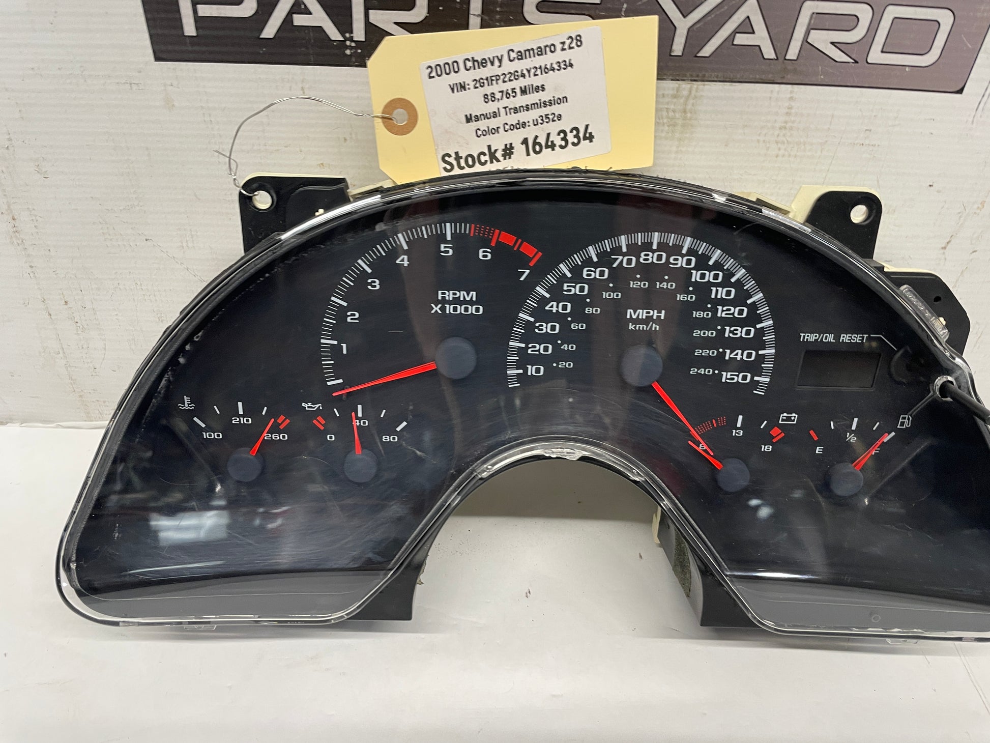 2000 Chevy Camaro Z28 Gauge Cluster Speedometer 88k OEM - Day's Parts Yard