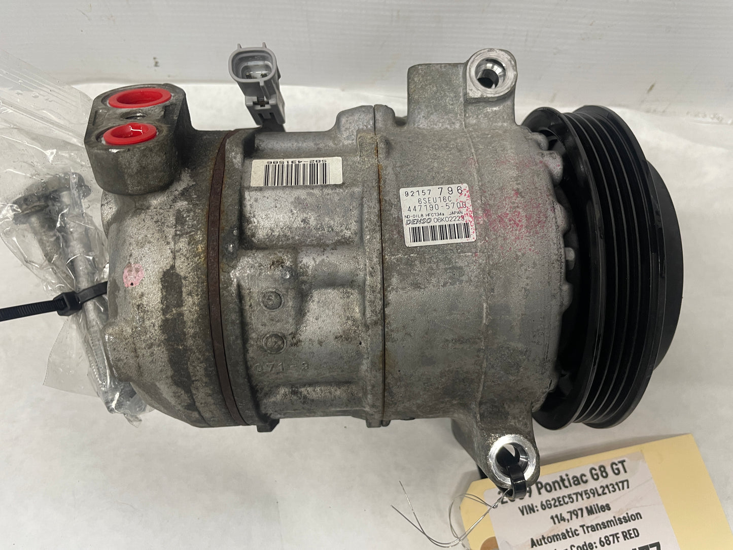 2009 Pontiac G8 GT A/C Air Compressor w/ Hardware OEM