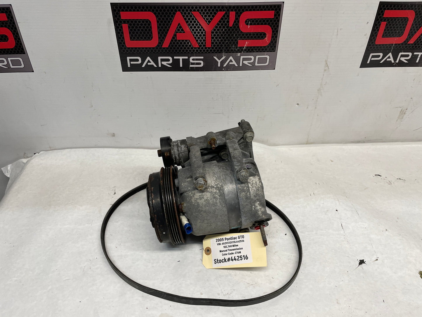 2005 Pontiac GTO AC Air Conditioner Compressor w/ Bracket OEM - Day's Parts Yard
