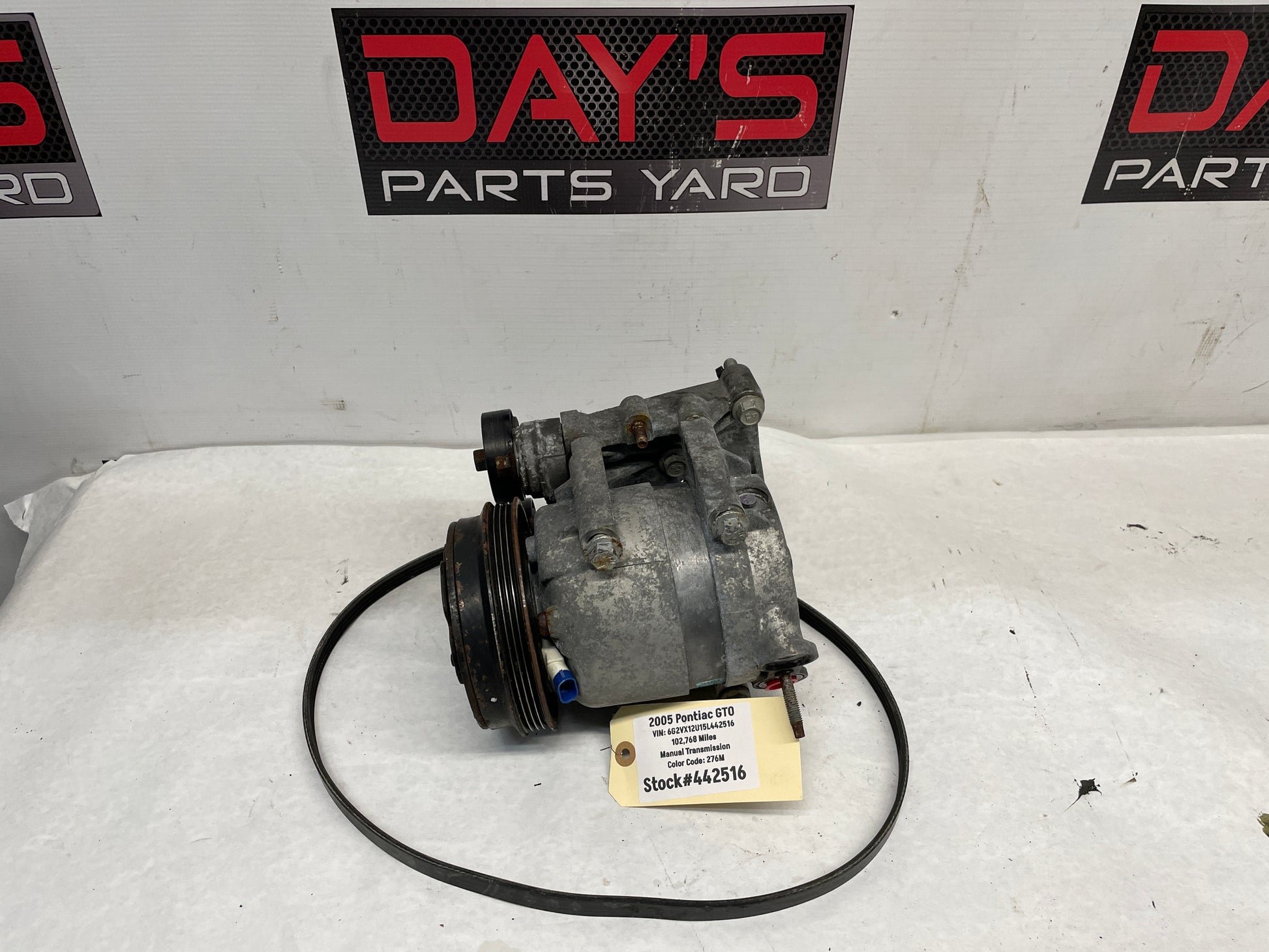 2005 Pontiac GTO AC Air Conditioner Compressor w/ Bracket OEM - Day's Parts Yard