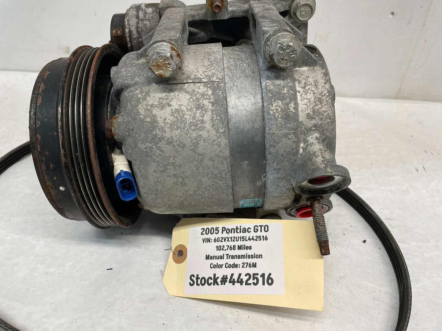 2005 Pontiac GTO AC Air Conditioner Compressor w/ Bracket OEM - Day's Parts Yard