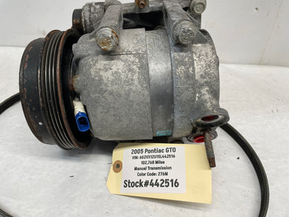 2005 Pontiac GTO AC Air Conditioner Compressor w/ Bracket OEM - Day's Parts Yard