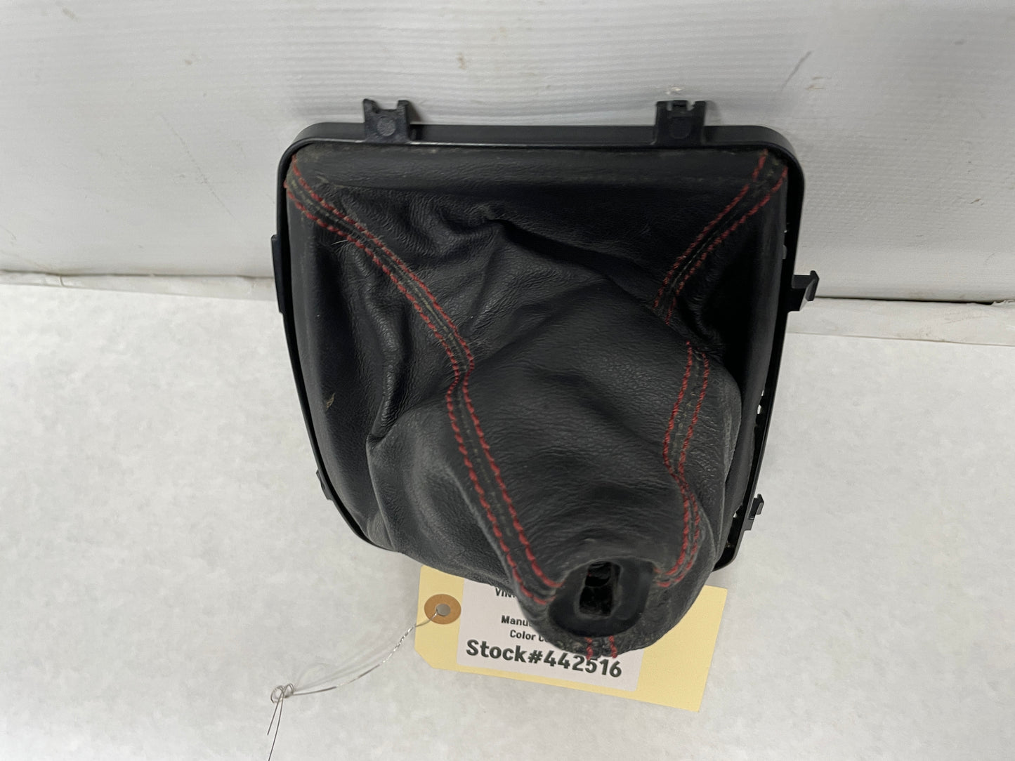 2005 Pontiac GTO Black Leather Shifter Boot Red Stitching OEM - Day's Parts Yard