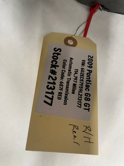 2009 Pontiac G8 GT RH Passenger Rear Fender Wheelhouse Well Liner OEM