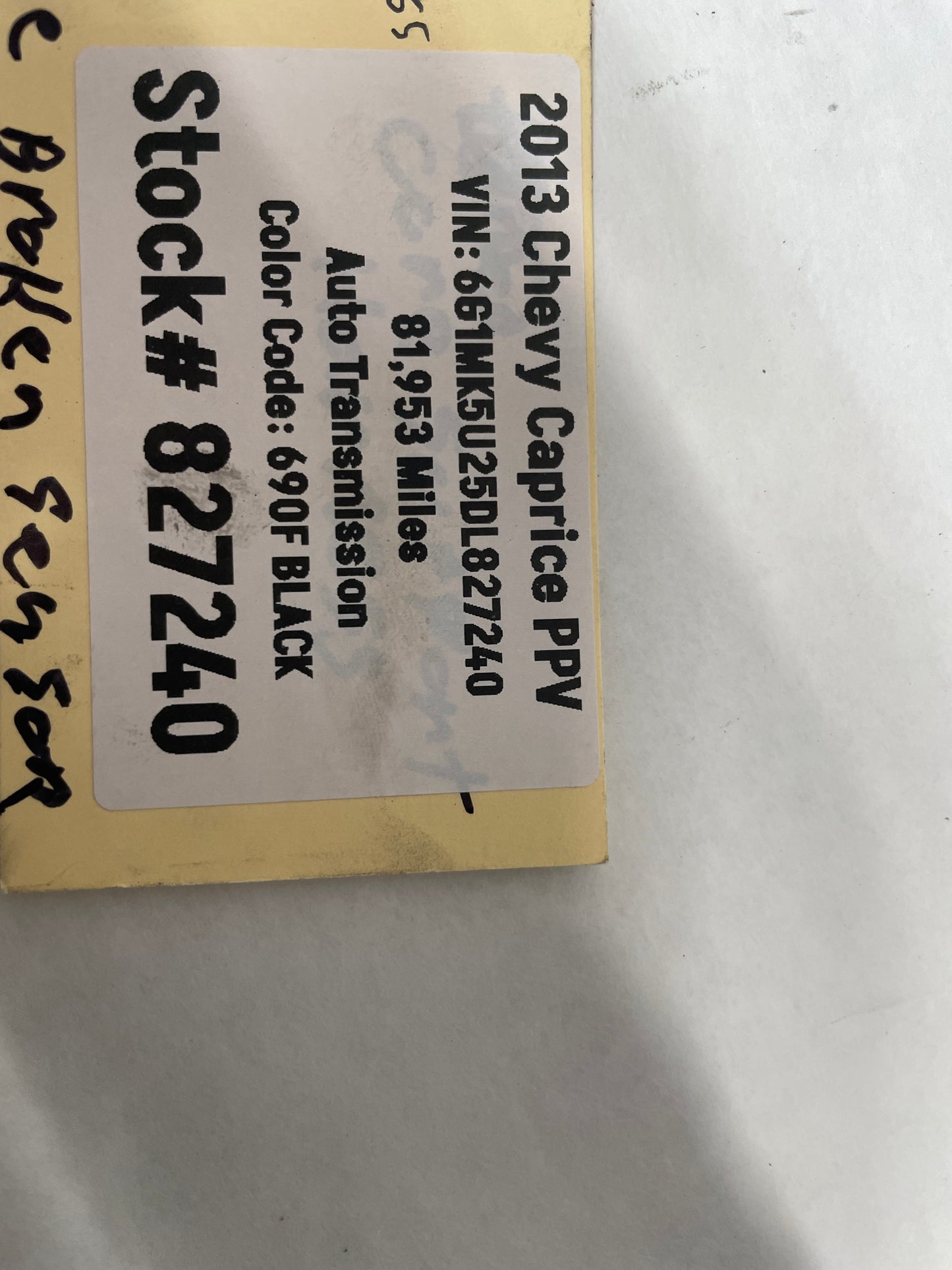 2013 Chevy Caprice PPV Radiator Core Support Head Light Lamp Wiring Wire Harness OEM