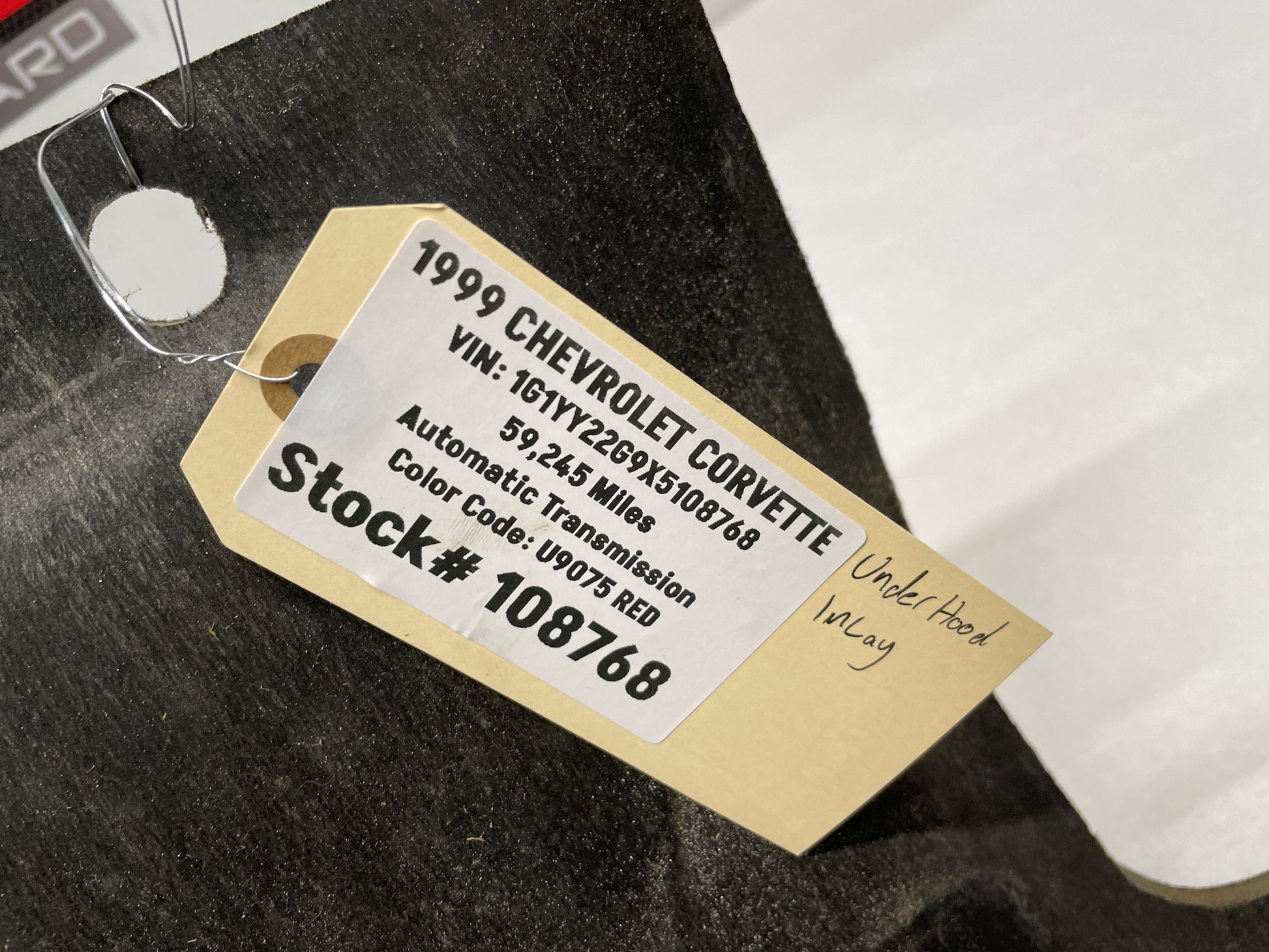 1999 Chevy C5 Corvette Under Hood Inlay Insulator Mat OEM LOCAL PICK UP - Day's Parts Yard