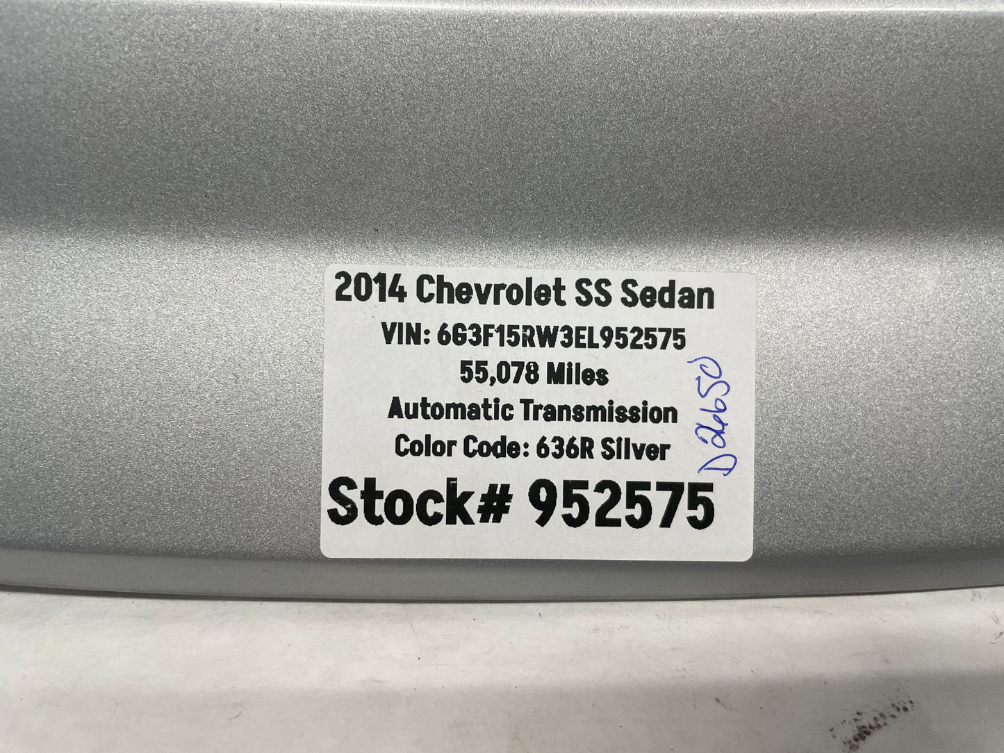 2014 Chevy SS Sedan Trunk Deck Lid Spoiler Wing OEM