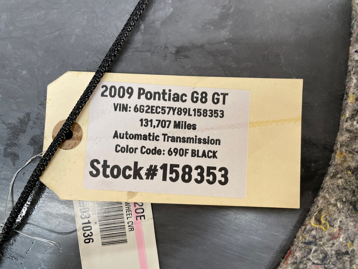 2009 Pontiac G8 GT Spare Tire Trunk Compartment Floor Carpet Mat Panel Cover OEM