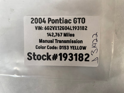 2004 Pontiac GTO License Plate Tag Light Wire Harness OEM - Day's Parts Yard