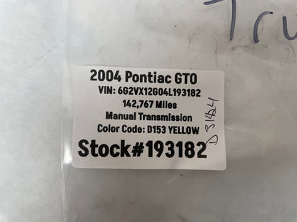 2004 Pontiac GTO Trunk Deck Lid Lock Actuator OEM - Day's Parts Yard