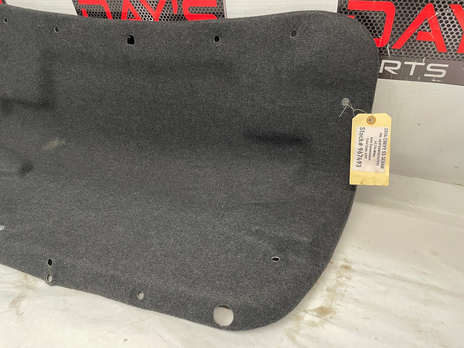 2014 Chevy SS Sedan Trunk Deck Lid Liner Carpet Felt OEM - Day's Parts Yard