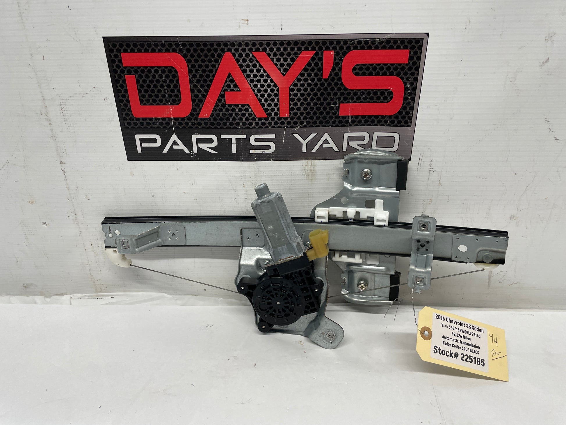 2016 Chevy SS Sedan LH Driver Rear Window Regulator w/ Motor OEM - Day's Parts Yard