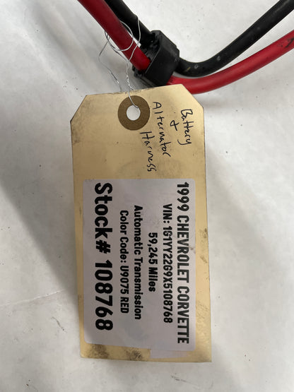 1999 Chevy C5 Corvette Positive Negative Battery Terminal Cable Wire Wiring Harness OEM - Day's Parts Yard