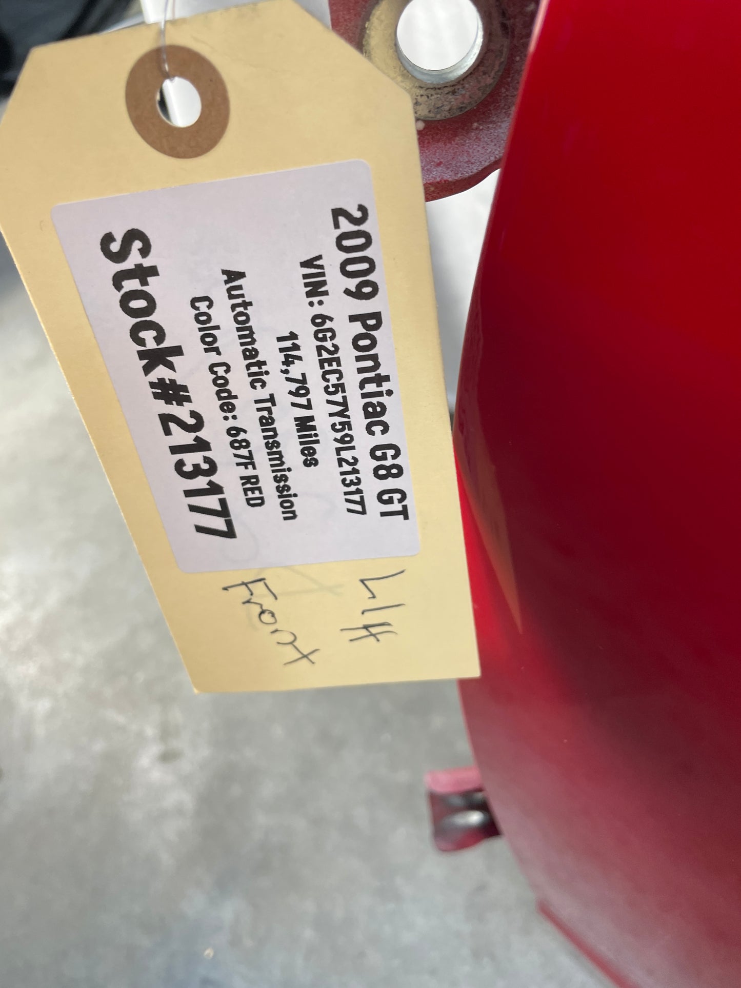 2009 Pontiac G8 GT LH Driver Front Exterior Door Red OEM