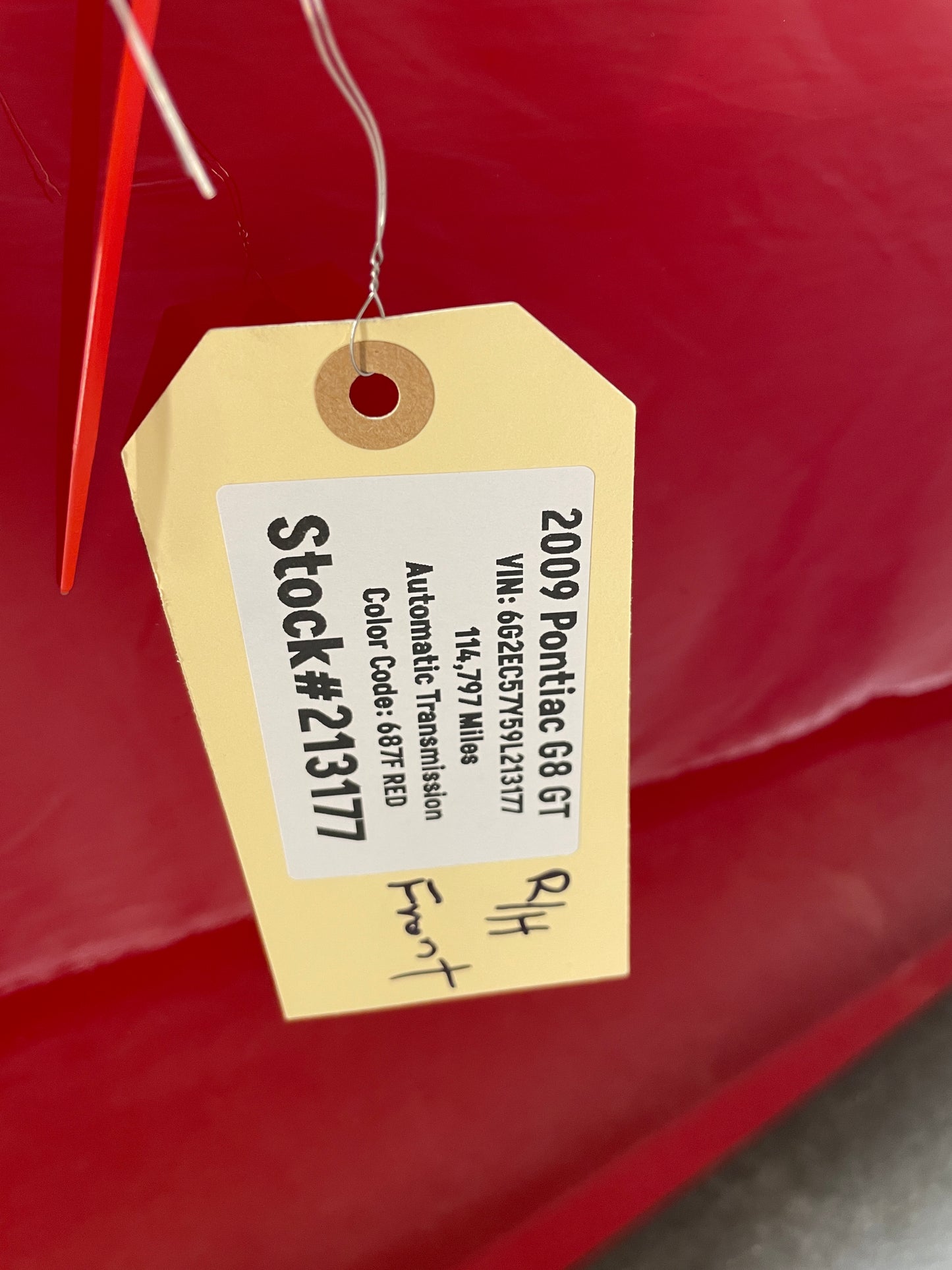 2009 Pontiac G8 GT RH Passenger Front Exterior Door Red OEM