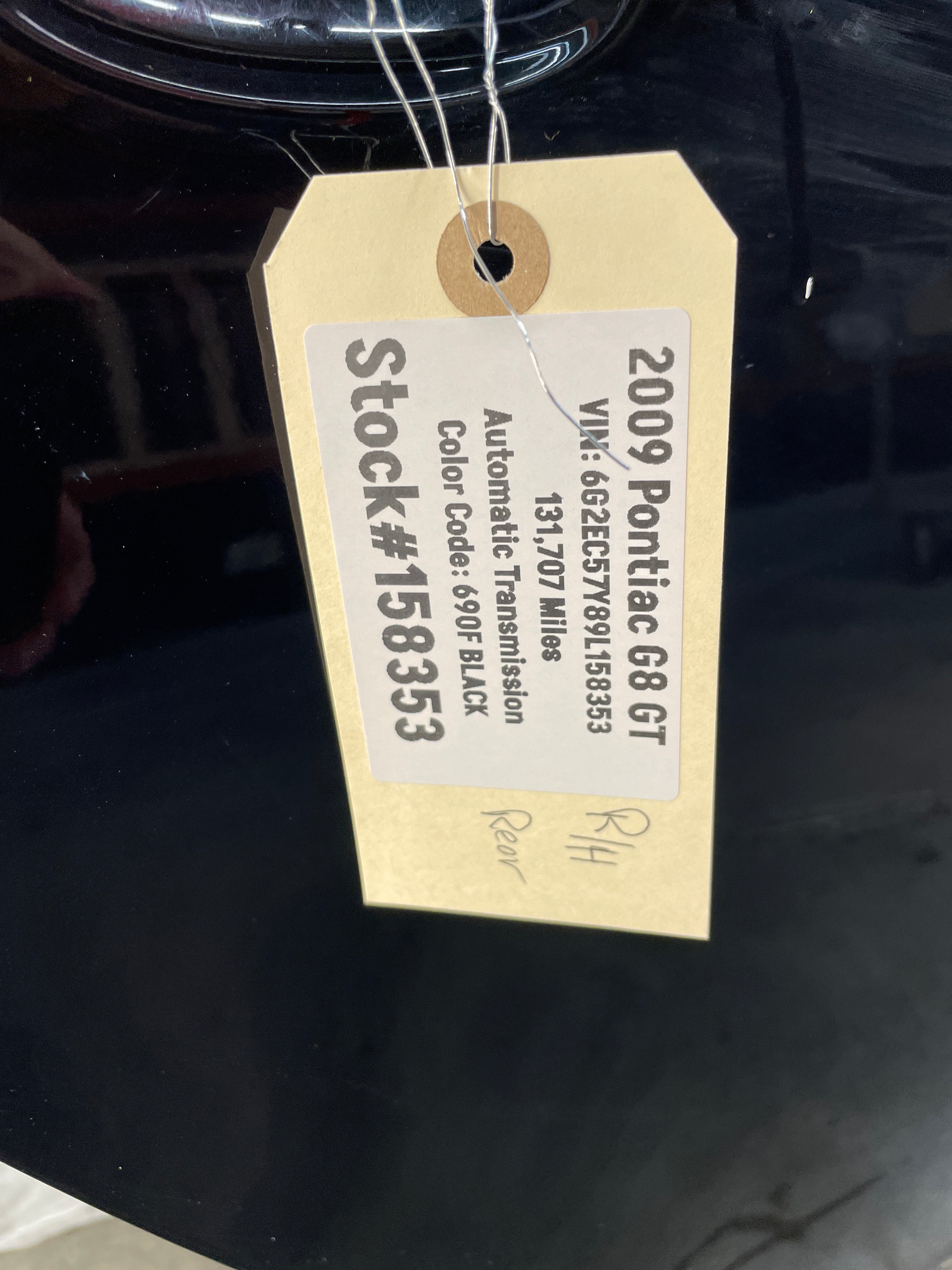 2009 Pontiac G8 GT RH Passenger Rear Exterior Door Black OEM