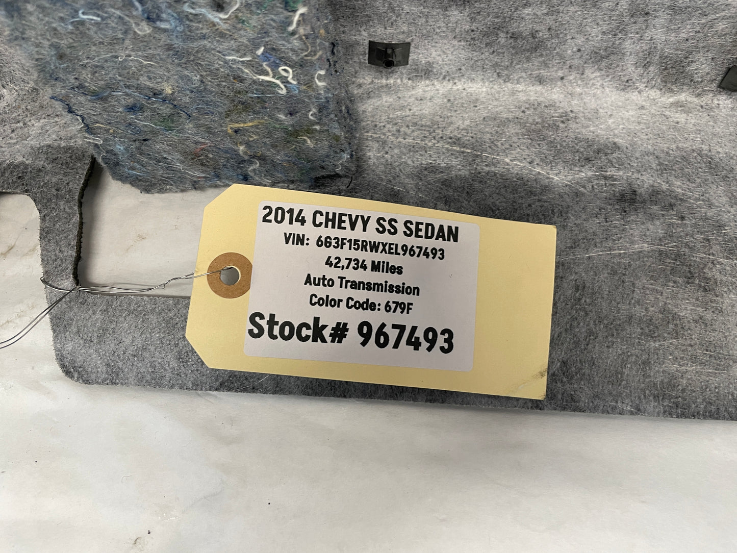 2014 Chevy SS Sedan Rear Package Deck Tray Parcel Shelf Trim Lid OEM - Day's Parts Yard