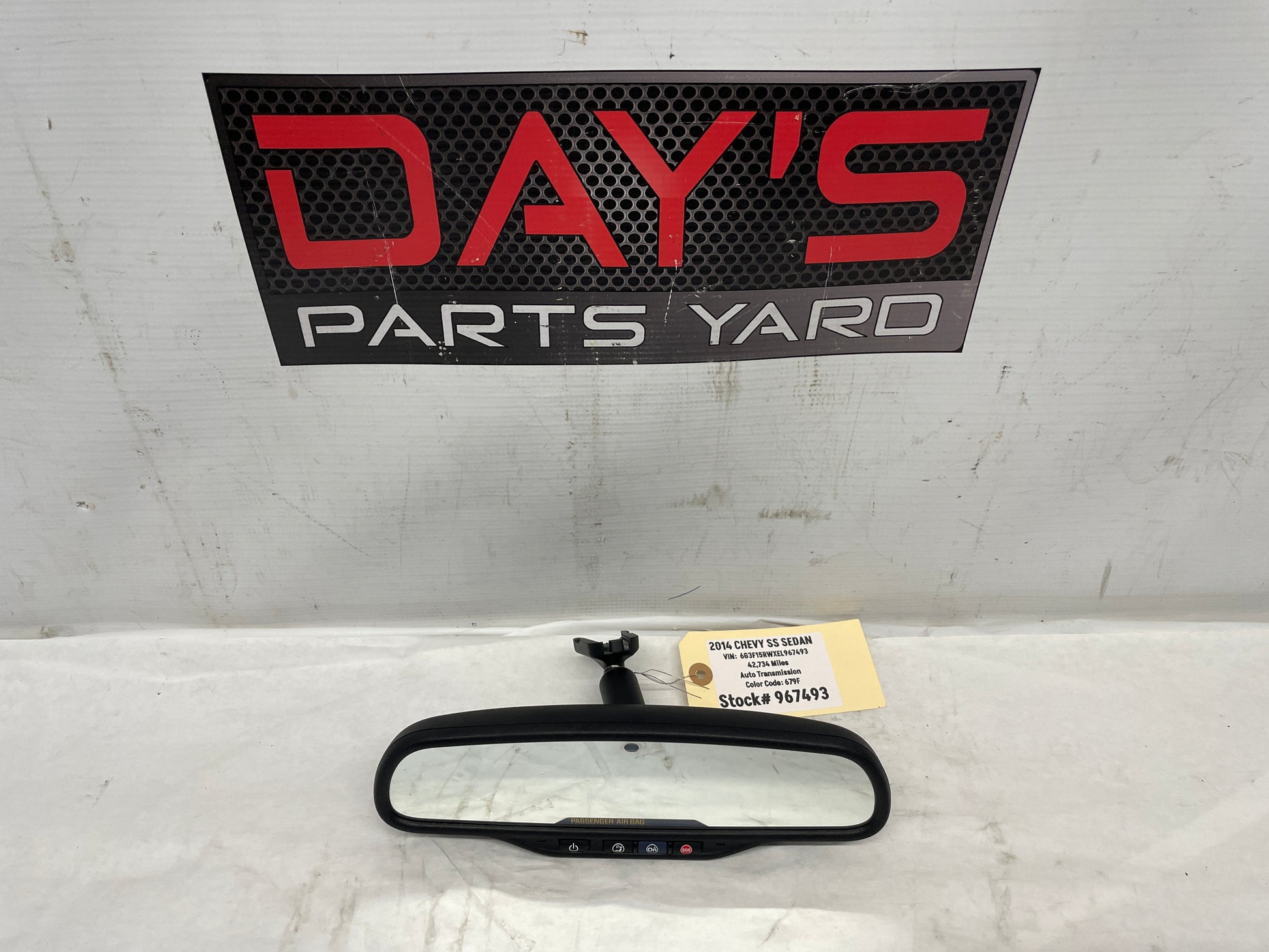 2014 Chevy SS Sedan Rearview Rear View Mirror Auto Dimming & OnStar OEM - Day's Parts Yard