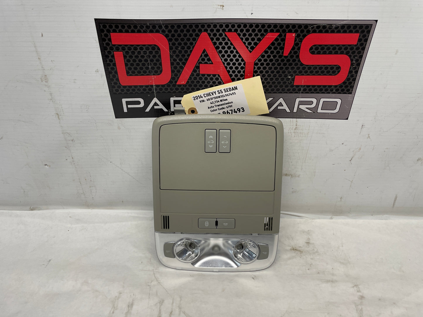 2014 Chevrolet SS Sedan Over Head Console Dome Map Light OEM