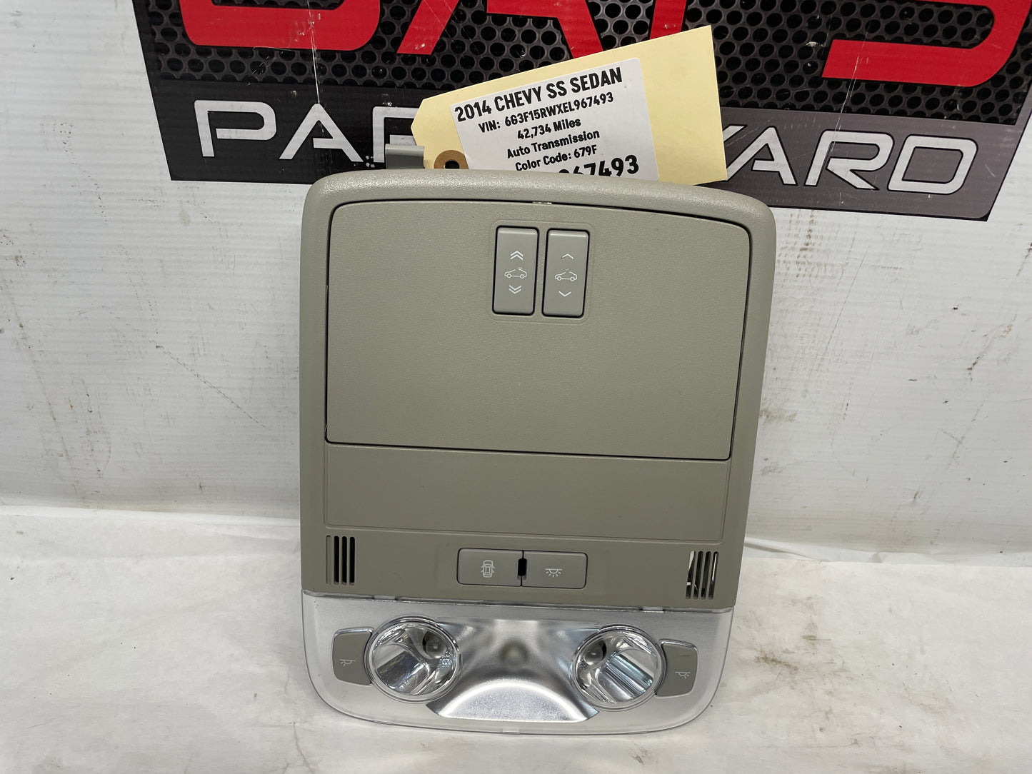 2014 Chevrolet SS Sedan Over Head Console Dome Map Light OEM
