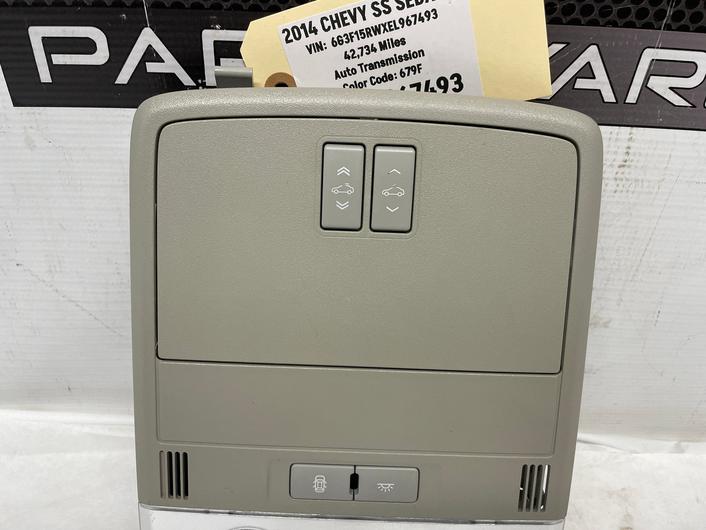 2014 Chevrolet SS Sedan Over Head Console Dome Map Light OEM