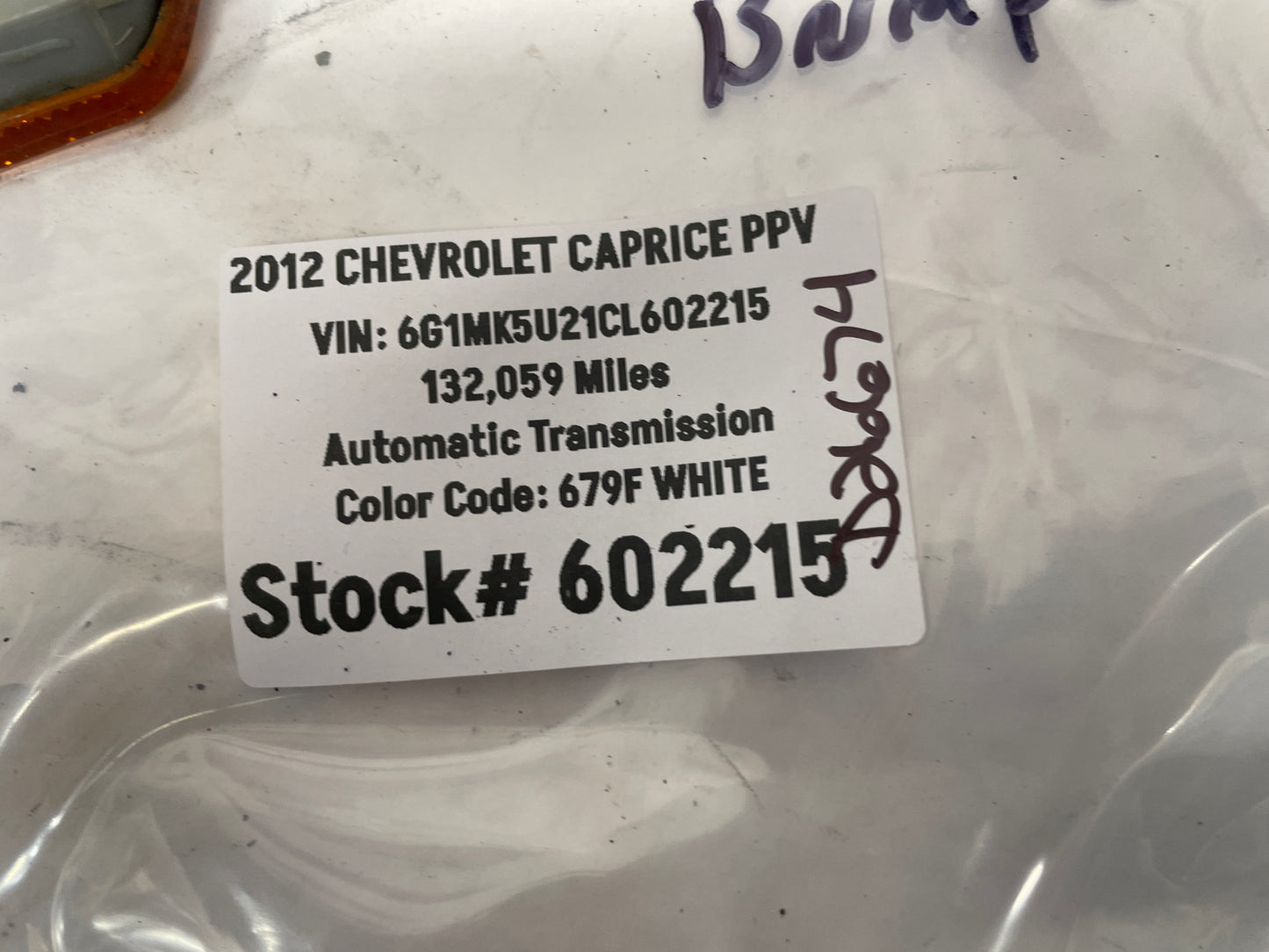 2012 Chevy Caprice PPV LH Driver Side Marker Light Lamp OEM