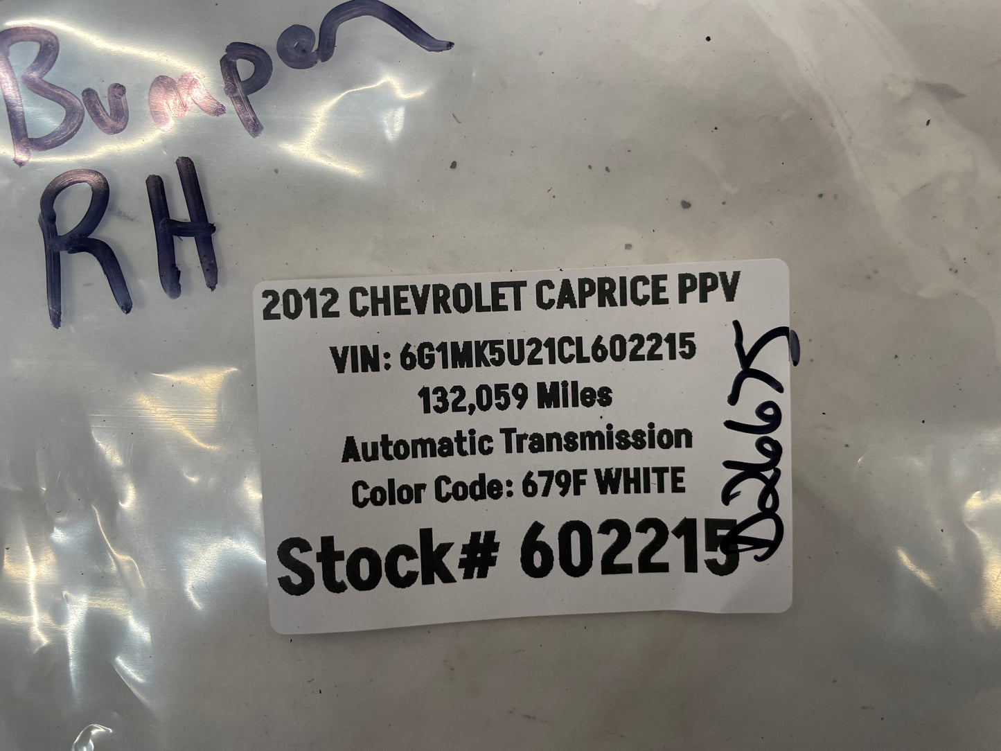 2012 Chevy Caprice PPV RH Passenger Side Marker Light Lamp OEM