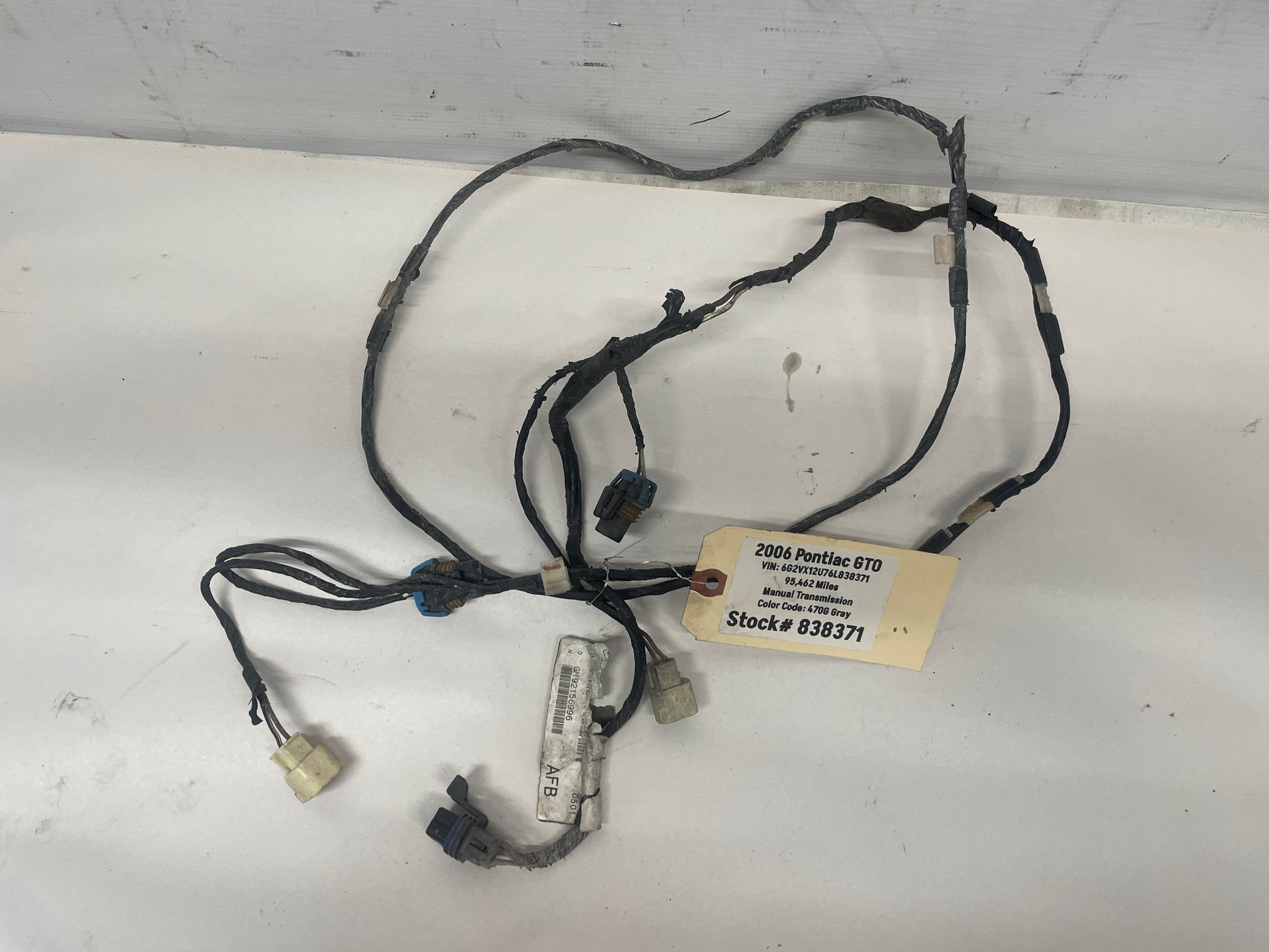 2006 Pontiac GTO Front Bumper Fog Light Wire Wiring Harness  OEM - Day's Parts Yard