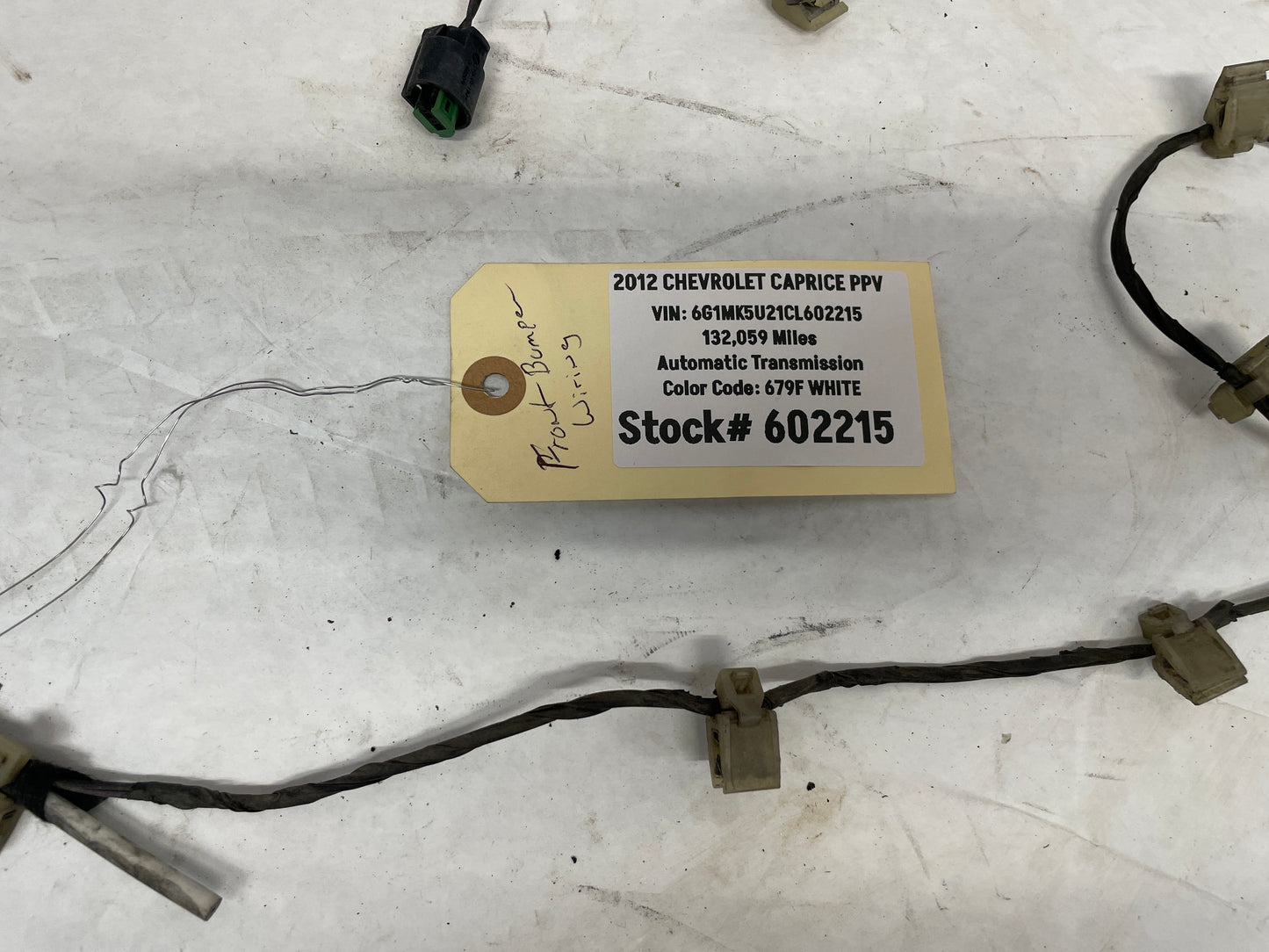 2012 Chevy Caprice PPV Front Bumper Fog Light Lamp Wire Wiring Harness OEM