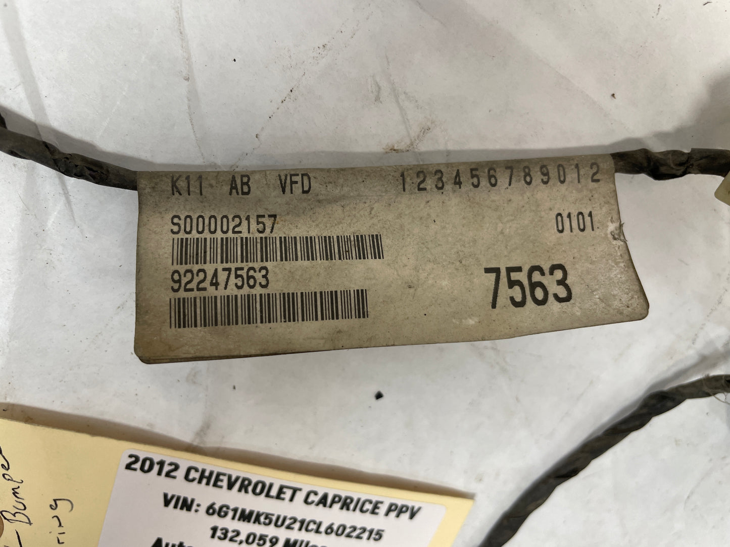 2012 Chevy Caprice PPV Front Bumper Fog Light Lamp Wire Wiring Harness OEM
