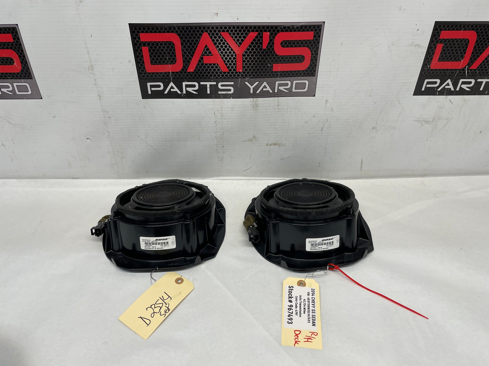 2014 Chevy SS Sedan Bose Package Tray Parcel Shelf Rear Speakers OEM - Day's Parts Yard