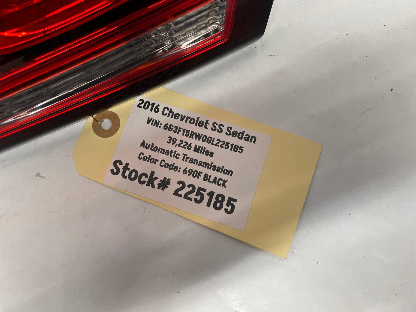 2016 Chevy SS Sedan RH Passenger Inner Tail Light Taillight Lamp OEM - Day's Parts Yard