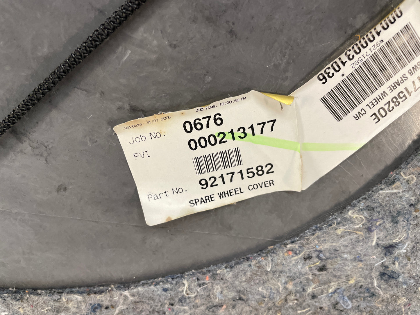 2009 Pontiac G8 GT Spare Tire Trunk Compartment Floor Carpet Mat Panel Cover OEM