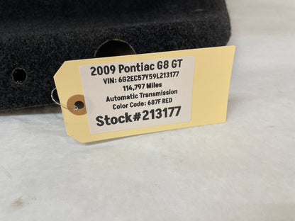 2009 Pontiac G8 GT Trunk Deck Lid Liner Carpet Felt OEM