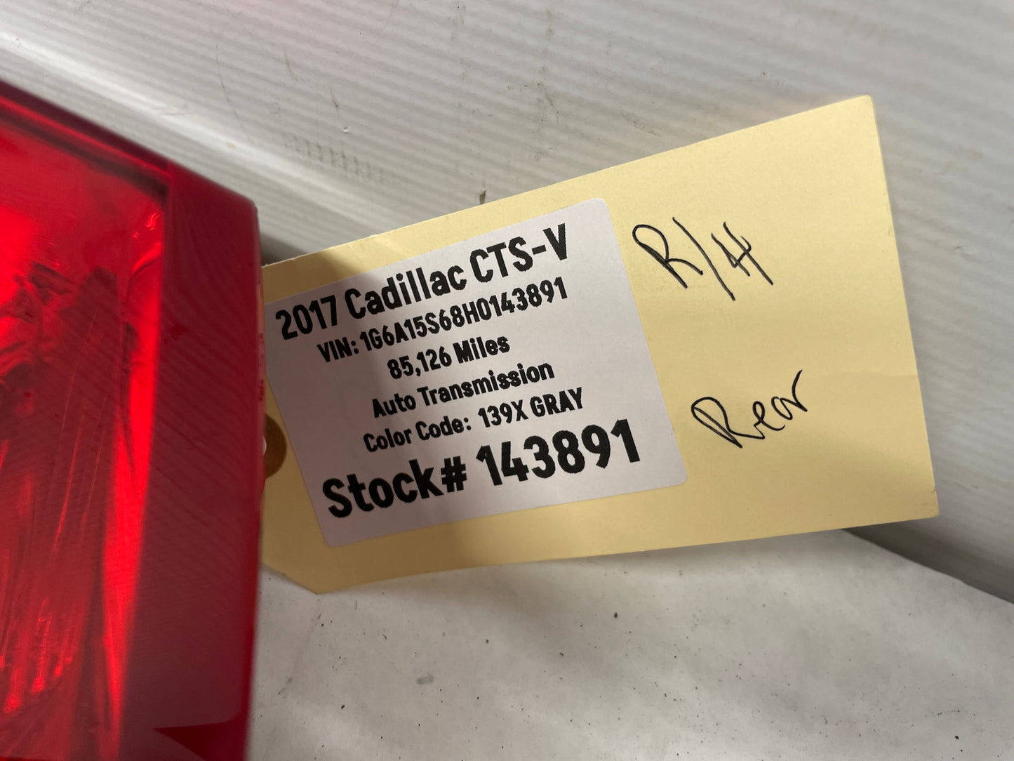 2017 Cadillac CTS-V RH Passenger Tail Light Taillight Stop Lamp OEM - Day's Parts Yard