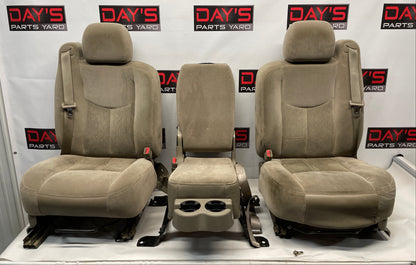 2004 Chevy Silverado 2500HD Bucket Seats w/ Center Console Jump Tan Cloth OEM