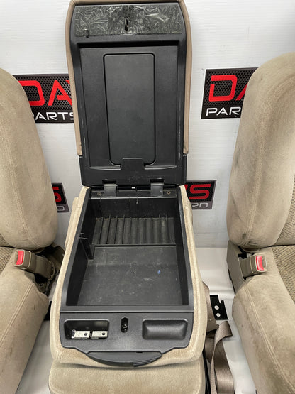 2004 Chevy Silverado 2500HD Bucket Seats w/ Center Console Jump Tan Cloth OEM