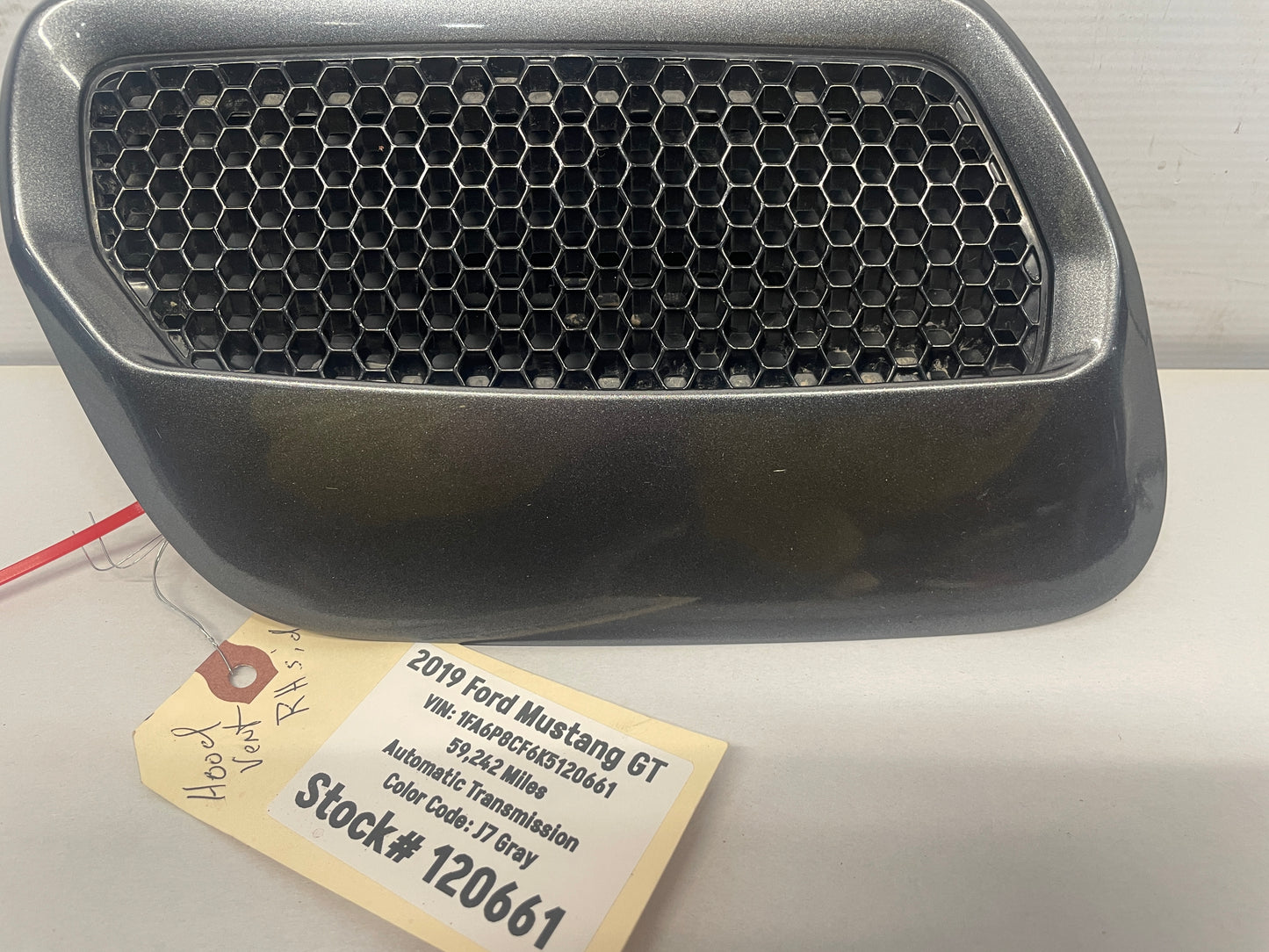 2019 Ford Mustang GT RH Passenger Hood Scoop Vent Grille Gray OEM