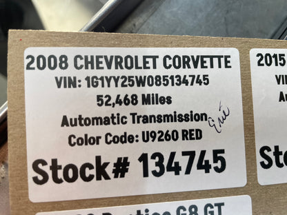 2008 Chevy C6 Corvette Upper Radiator Hose Tube Pipe OEM