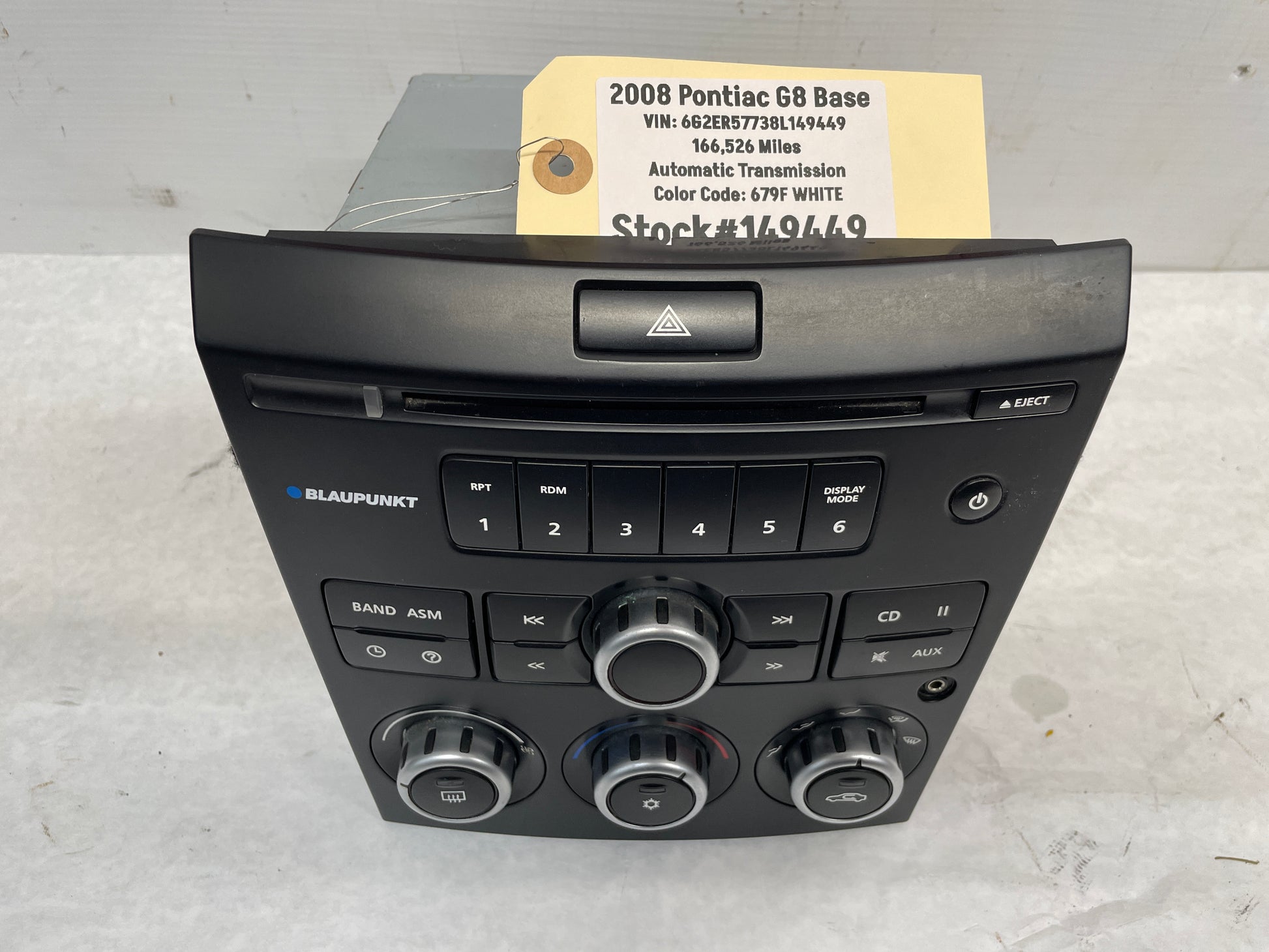 2008 Pontiac G8 Base Blaupunkt Radio CD Player Stereo OEM - Day's Parts Yard