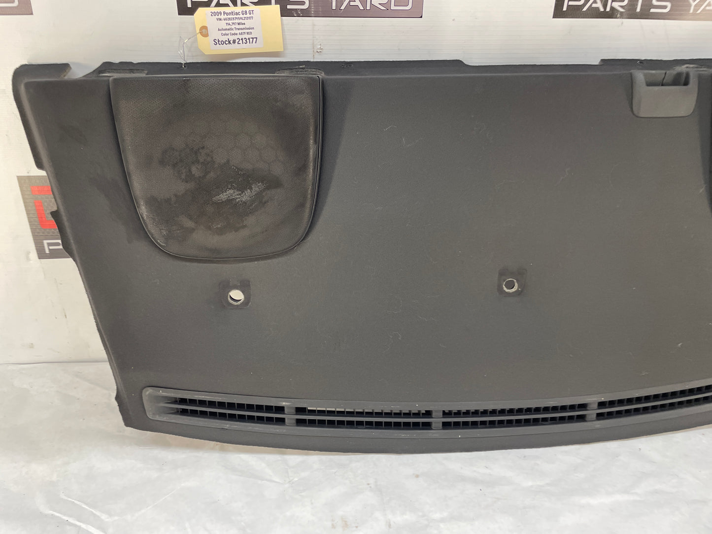 2009 Pontiac G8 GT Rear Window Interior Package Shelf Deck Tray Trim OEM