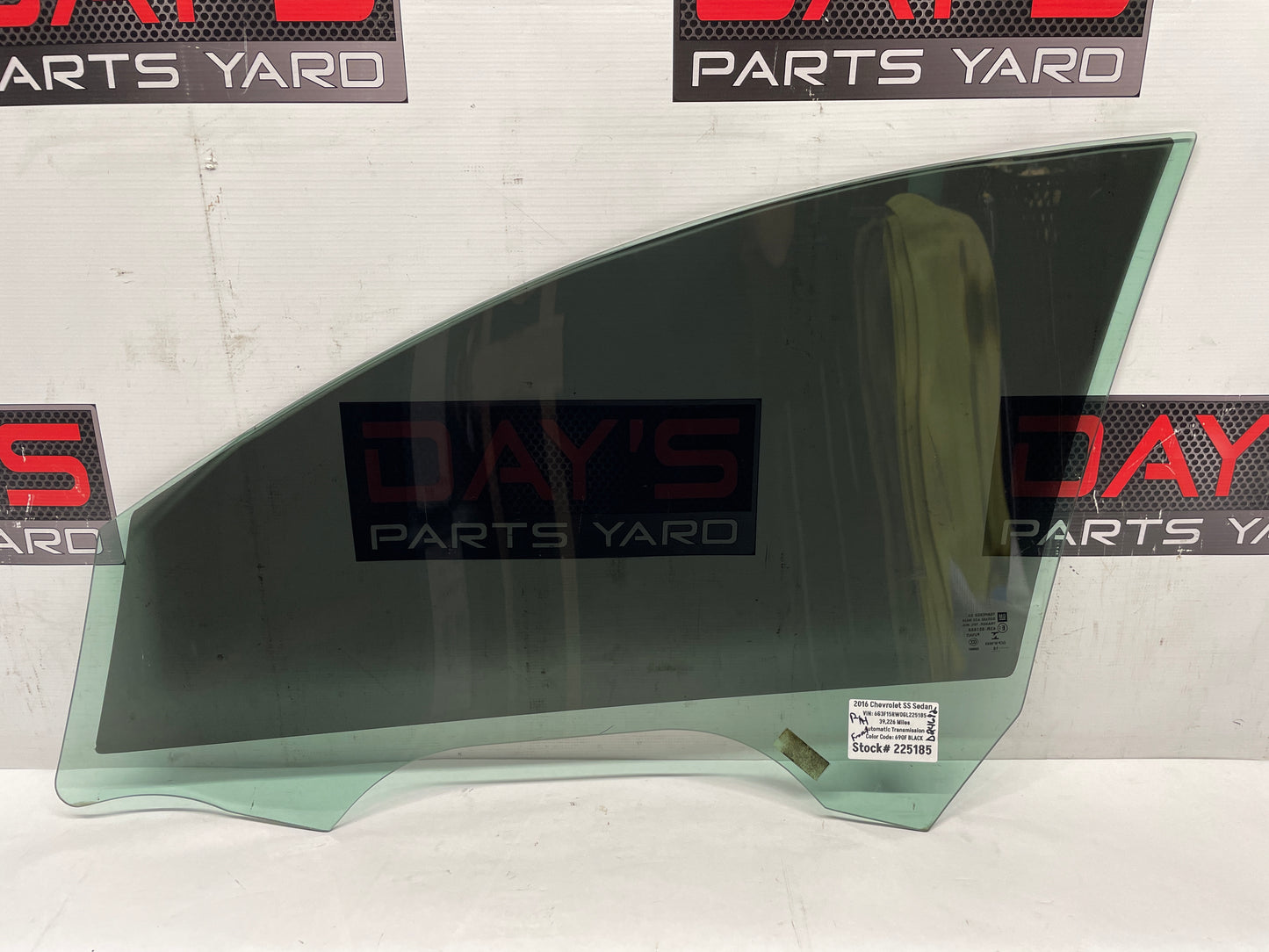 2016 Chevy SS Sedan RH Passenger Front Door Window Glass OEM - Day's Parts Yard