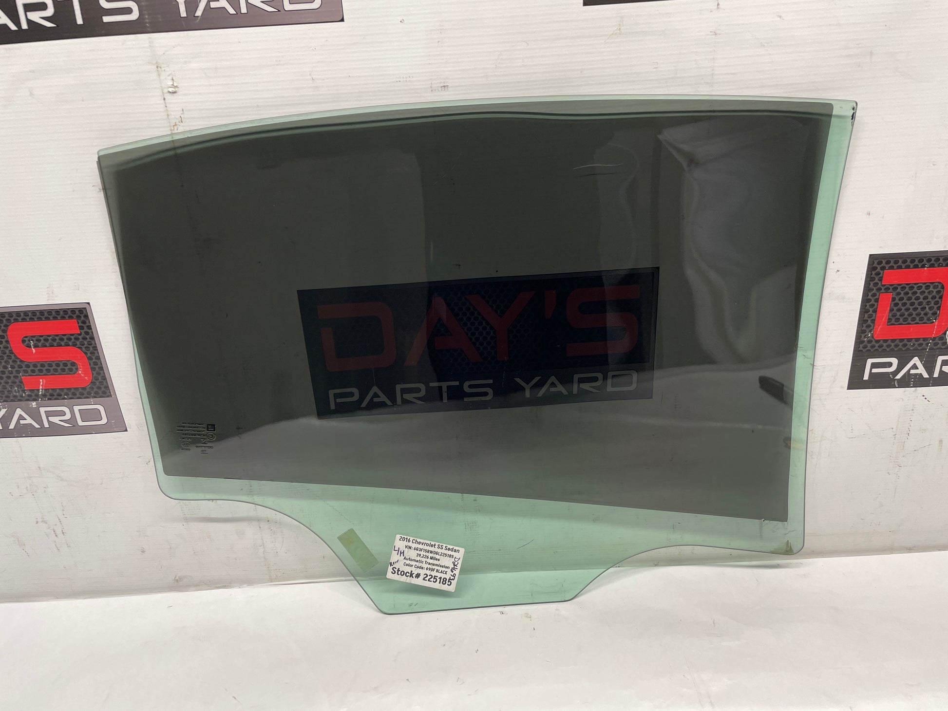 2016 Chevy SS Sedan LH Driver Rear Door Window Glass OEM - Day's Parts Yard
