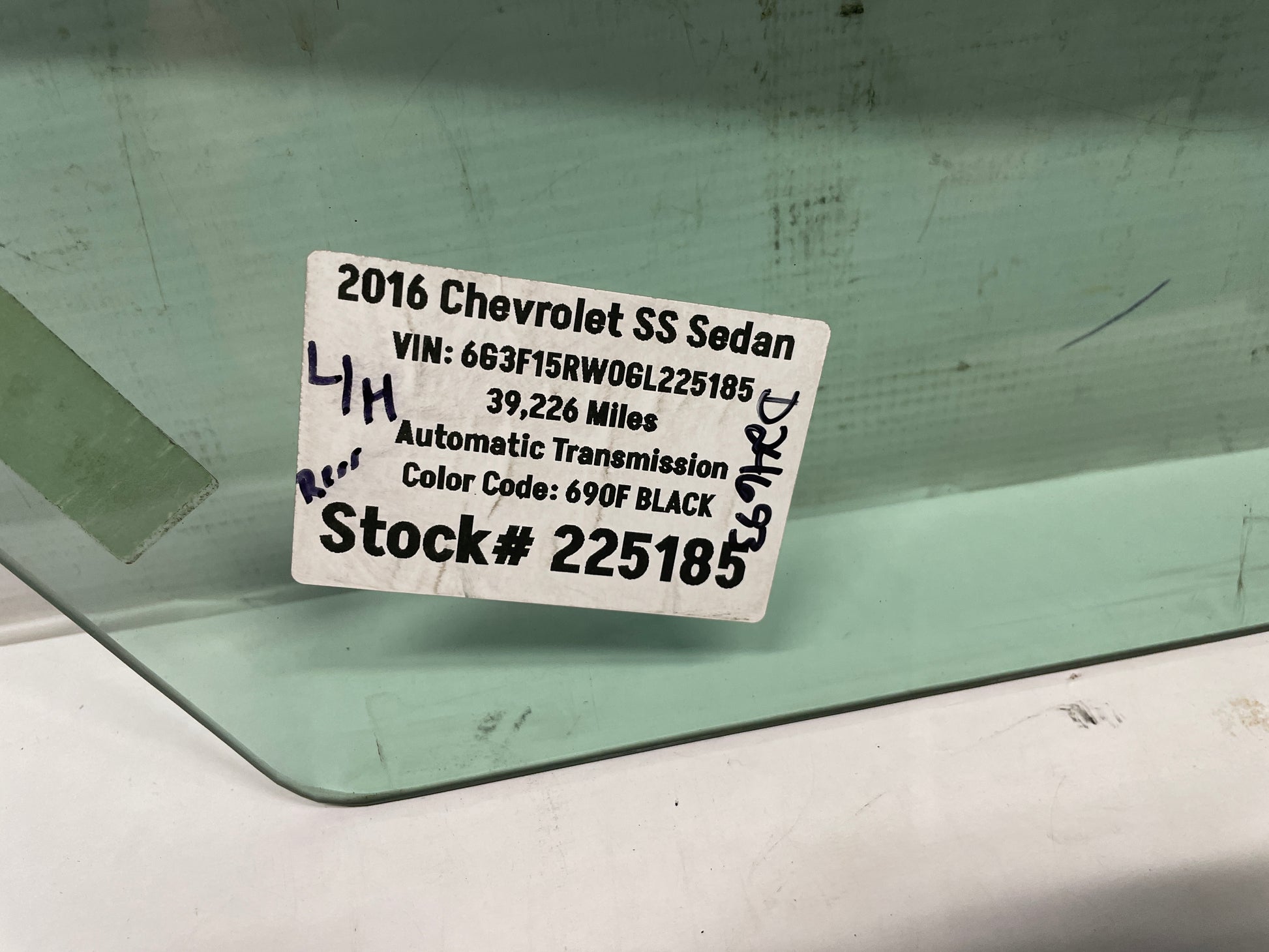 2016 Chevy SS Sedan LH Driver Rear Door Window Glass OEM - Day's Parts Yard