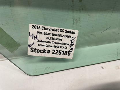2016 Chevy SS Sedan LH Driver Rear Door Window Glass OEM - Day's Parts Yard