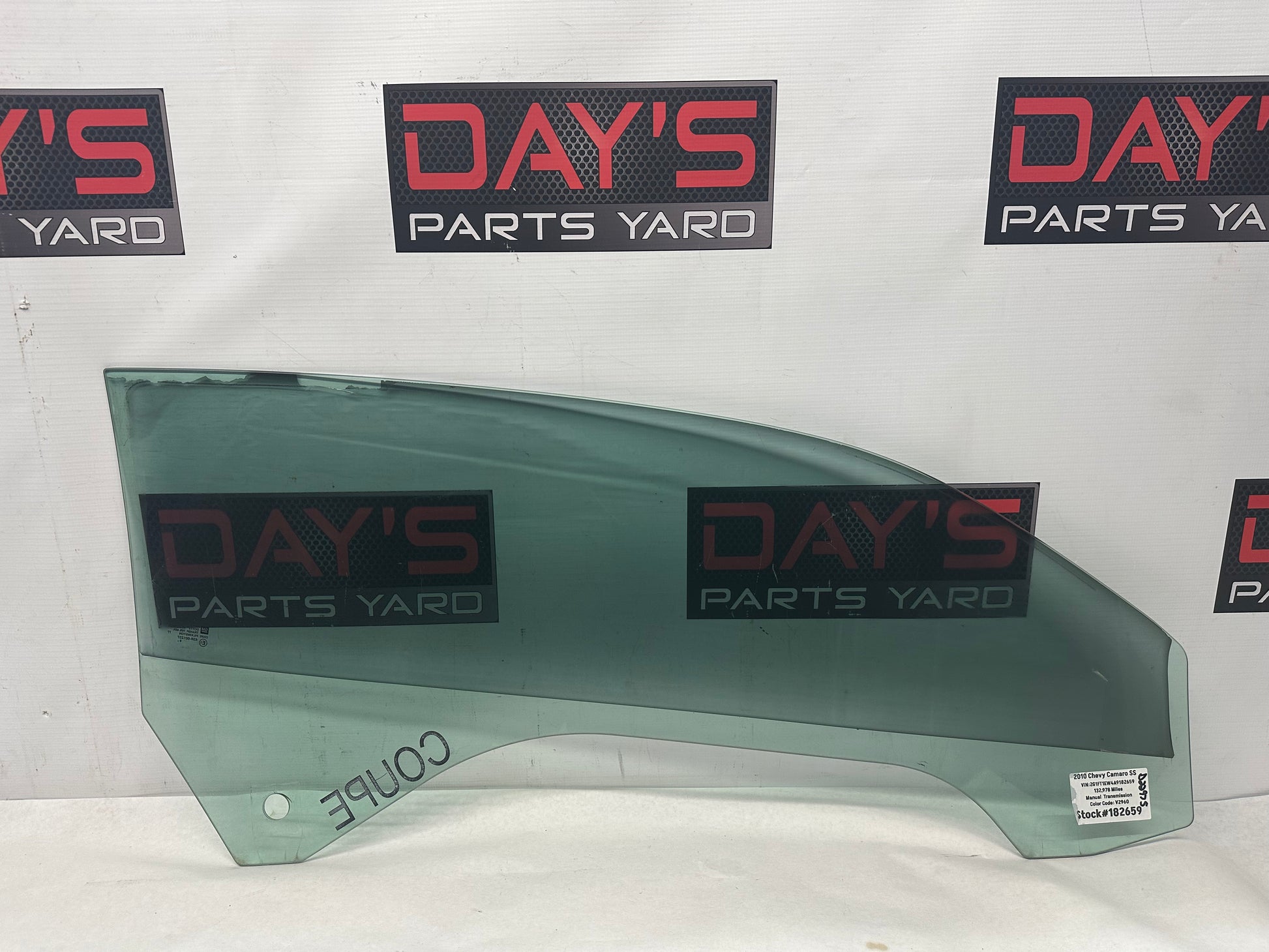 2010 Chevy Camaro SS LH Driver Door Window Glass OEM - Day's Parts Yard