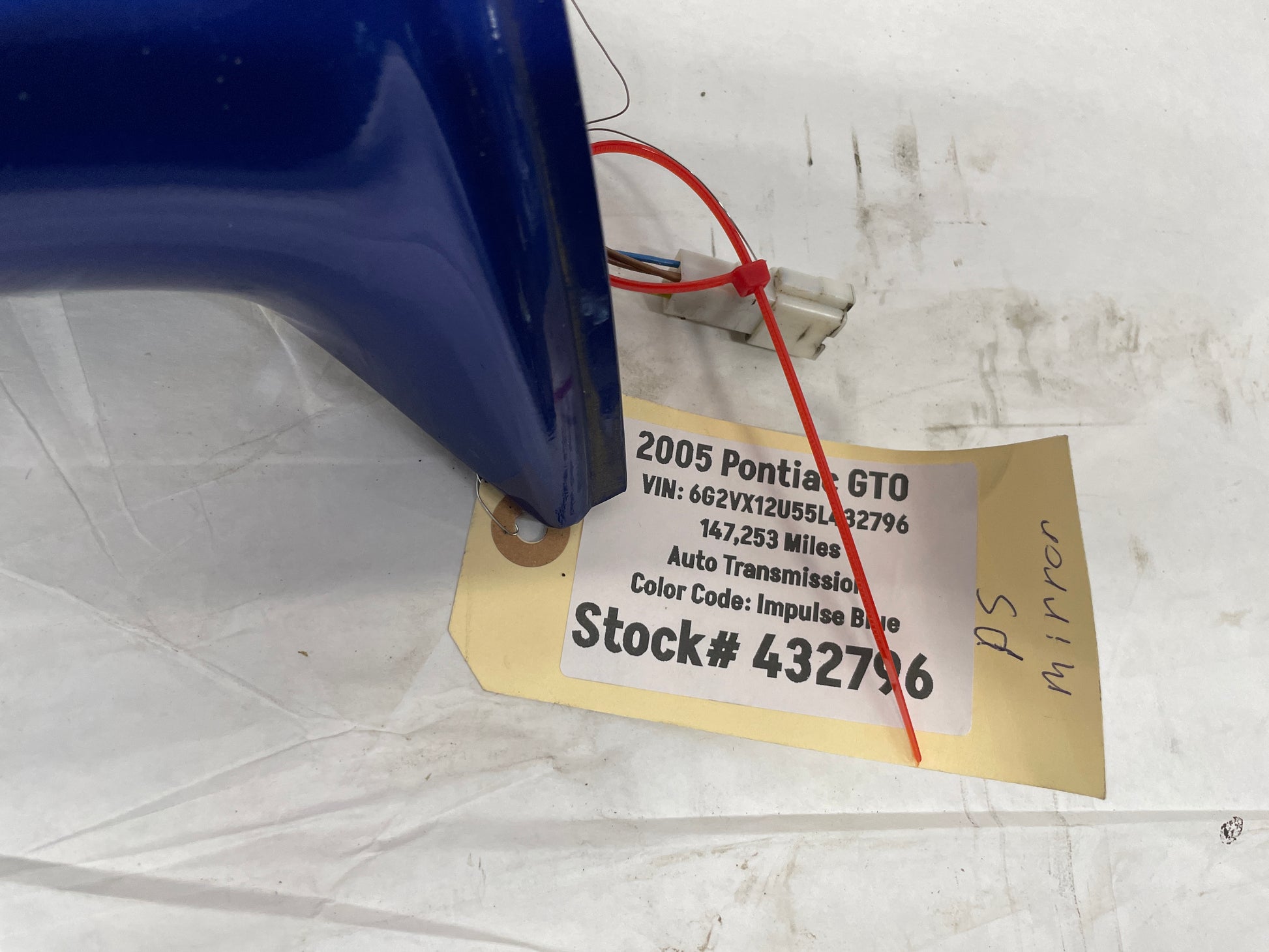 2005 Pontiac GTO RH Passenger Exterior Side Mirror OEM - Day's Parts Yard