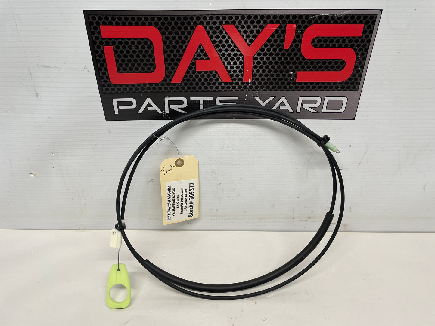2017 Chevy SS Sedan Trunk Cargo Release Cable OEM - Day's Parts Yard